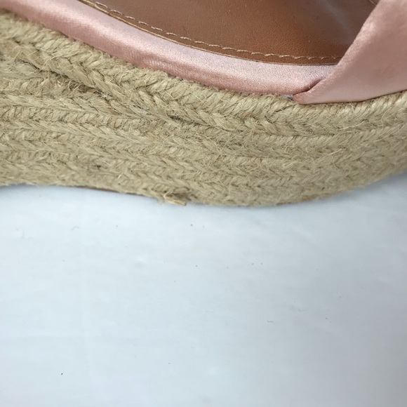 Steve Madden Woven Wedge Sandal Pink Satin Straps - Picture 9 of 16